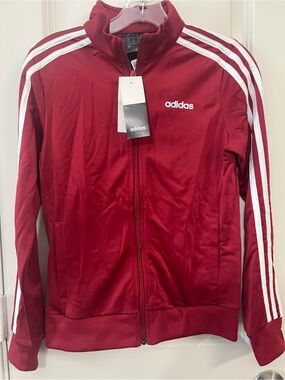 NWT Women’s Adidas Red Track Jacket size XS (4-6) Zip Center $50 Retail